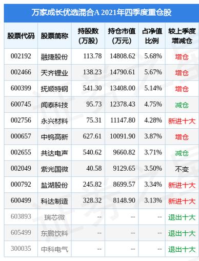 62%,万家成长优选混合a基金2021年报重仓该股